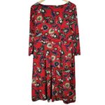 Dana Buchman  Red Floral Faux Wrap Dress – Size L, Stretchy‎ & Lined Photo 1