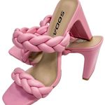 Soda  lena heels pink sandals slip ons spring braided block heel size 8 N… Photo 0