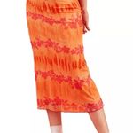 Orange Floral Beach Boho Midi Skirt Size L Photo 0