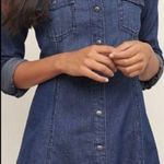 Abercrombie & Fitch  Chambray A Line Denim Dress long sleeve snap button y2k MT Photo 0
