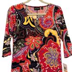 Nina Leonard  Paisley Stretch Dress NWT Size Small L5915A Flowy Bright‎ Floral Photo 1