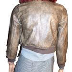 RSQ  Faux Brown Leather Bomber Jacket L NWT Photo 3