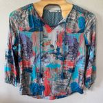 Soft Surroundings  Abstract Print Blouse Art to Wear Long Sleeve‎ Top Size Large Photo 0