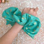 MEGA Premium Cotton Gold Strawberries Giant Oversized Scrunchie Green Photo 1