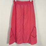 XCVI Vintage 90s Y2K Ramie Linen Midi Skirt Muted Cherry Red Crochet Medium Photo 3