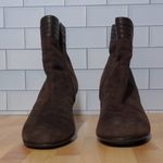 Sofft Womens Ankle Boots Booties Brown Suede Mid High Heel Zip Round Toe 9 M Photo 2