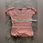 Say What? SAY WHAT? Coral Crochet Short Sleeve Women’s Sweater Top Boho Sz S EUC Photo 5