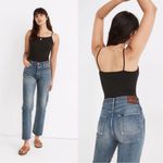 Madewell • Ribbed Spaghetti-Strap Thong Bodysuit black camisole cami square neck Photo 8