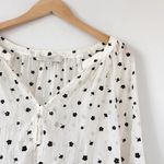 Loft Ann Taylor Flocked Cutaway White and Black Floral Blouse Size XXL Photo 6