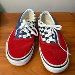 Vans Authentic Low Top Color Block Red Blue Checkerboard Suede Lace Up Sneaker Photo 5