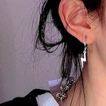 Silver lightning bolt earrings metal rock grunge gift new teen wife girlfriend Photo 0