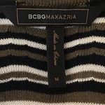 BCBGMAXAZRIA black brown white striped wrap sweater with tie belt Medium EUC Photo 12