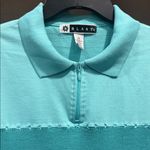 90’s Vintage BLAST Women's Aqua Teal Partial Zip Up Polo Shirt Retro Size XL Blue Photo 4