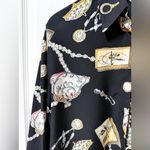 Anthropologie Vintage silk pattern funky unique button down blouse shirt 6 eclectic grandpa Photo 2