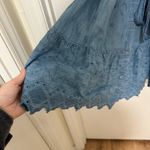 Old Navy  | Blue Denim Chambray Embroidered Cutwork Eyelet Peasant Mini Dress, L Photo 5