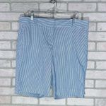 Ann Taylor NWT The Boardwalk Blue and White Striped Bermuda Shorts Size 14 Photo 3