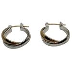 Two Tone Hoop Earrings Gold Silver‎ Twisted Design Women's Jewelry Heavy Photo 4