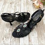 Valentino Garavani  Black Satin Embellished Heels Photo 3