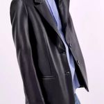 ZARA Straight Cut Faux Leather Blazer Lapel Collar Oversized Jacket Black XS NEW Photo 12