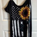 Black spaghetti strap dress with flag and sunflower design perfect for beach day Size 2X Photo 0