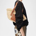 Loewe  x Paula’s Ibiza Basket Small Bag in Palm Leaf with Leather Handles in Tan Photo 1