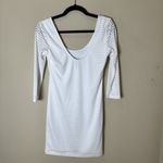 Forever 21  Sheer Stripe Body Con Low Back White Dress Size Medium Photo 4