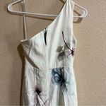 Monique Lhuillier ML one shoulder cutout white watercolor floral gown NEW Photo 7