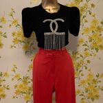 Rhinestone embellished short sleeve top in black size S Photo 5