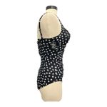 Swim Solutions One Piece‎ Swimsuit Women’s Size 8 Lace Up Black White Dots NWT Photo 3