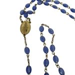 Vintage Rosary Blue Oval Beads Catholic Prayer Necklace Gold Tone Religious Photo 2