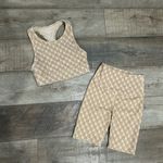 ANINE BING ‎ Logo Print Beige Workout Set Photo 1