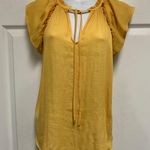 The Loft Yellow Tied V-Neck with Ruffled Detail Top Photo 2