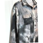 Macaron Women Tie Dye Corduroy Button Up Shirt Jacket Medium Wearable Art Black Photo 2