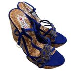 Two Lips Vintage Y2k Whimsygoth  Blue Floral Beaded Heels Photo 0
