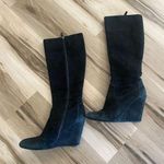Via Spiga Women's Black Suede Leather Knee High Wedge Boots Size 9M Black Photo 0