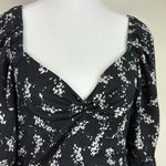 Anthropologie Sweetheart Puff Sleeve Textured Black Print Cropped Blouse Size M Photo 4