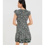 Loft Floral Mini Dress Womens LP Green Ruffle Smocked Cottagecore Boho Prairie Photo 1