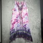 World Unity Dress 1X Plus Purple Tie Dye Boho Fairy Sharkbite Crochet Paisley Pink Photo 1