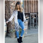 Tickled Teal Ticked Teal Tan Cheetah Print Lightweight Open Cardigan Duster Photo 10