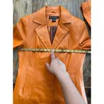 Dialogue  Orange Button Front Leather Blazer Jacket Size XS Photo 4