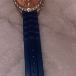 Navy Blue Strap Watch with Faux Gold Face Photo 2