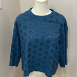 Madewell Teal Floral Embroidered Blouse Photo 0