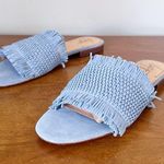 Anthropologie Latigo • Sofie Fringed Slide Sandal woven mules flat blue suede Photo 6