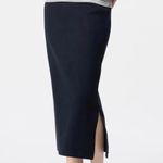 Uniqlo Smooth Cotton Blend Midi Pencil Skirt Side Slit Blue NWT Size XS Photo 0