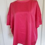 Badgley Mischka  Short Sleeve Silk Pocket T-Shirt Honey Suckle Coral Women's Sz L Photo 0