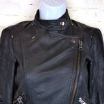 ZARA Moto Lamb Leather Jacket Women XS Black Cropped Multi Zipper Biker Rock VTG Photo 3