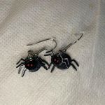 Womens Black and Red Halloween 👻 Spider 🕷️ Dangle Earrings Photo 0