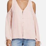 L'Academie  Cold Shoulder Long Sleeve V Neck Blush Top Size M‎ NWT $139 Photo 0