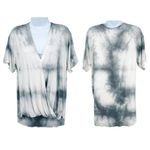 American Eagle  Marble Tie Dye Draped Twist Wrap Front Short Sleeve T-Shirt Top Photo 1