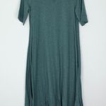 LOGO By Lori Goldstein LOGO Lounge by Lori Goldstein Womens V Neck Asymmetric Midi Dress Size S Green Photo 0